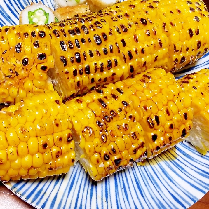 ガスコンロで焼きとうもろこし